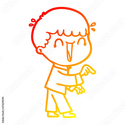 warm gradient line drawing laughing cartoon man pointing finger © lineartestpilot