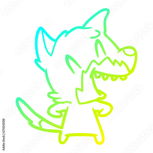 cold gradient line drawing laughing fox cartoon