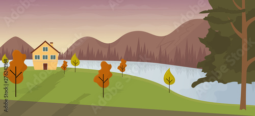 Obraz na plátně Lake House Background