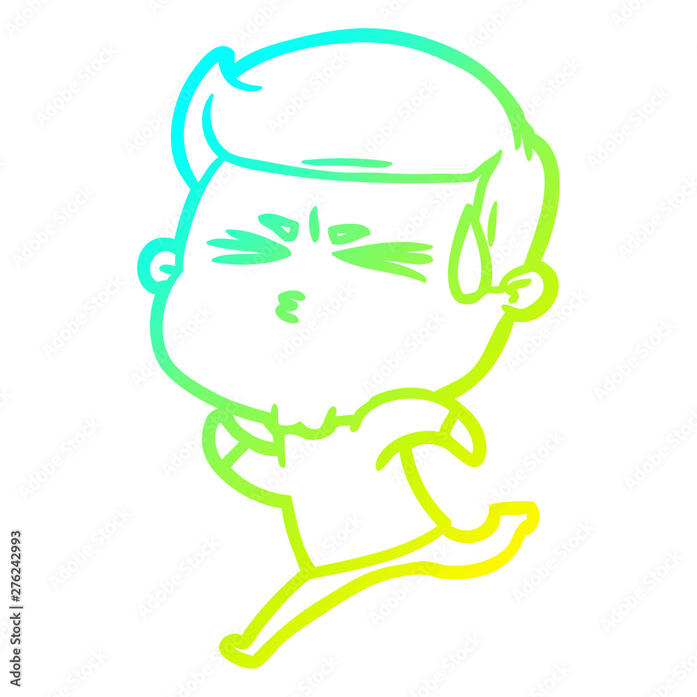 Obraz premium cold gradient line drawing cartoon man sweating