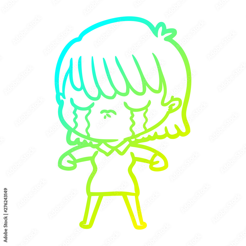 cold gradient line drawing cartoon woman crying cold gradient line drawing cartoon woman crying