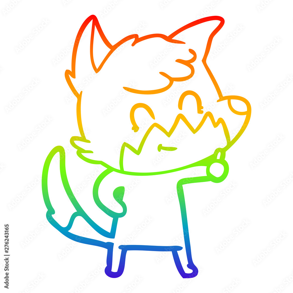 rainbow gradient line drawing cartoon friendly fox rainbow gradient line drawing cartoon friendly fox