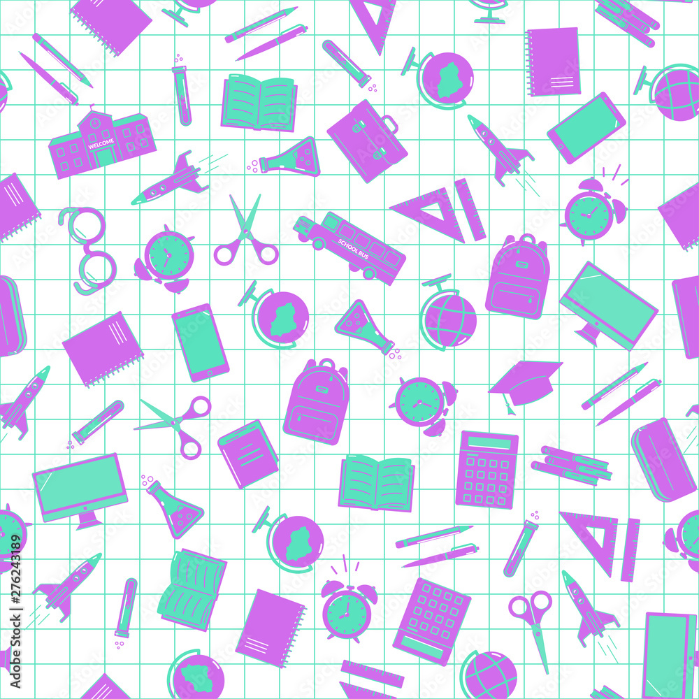 Educational icons seamless pattern on white background Educational icons seamless pattern on white background