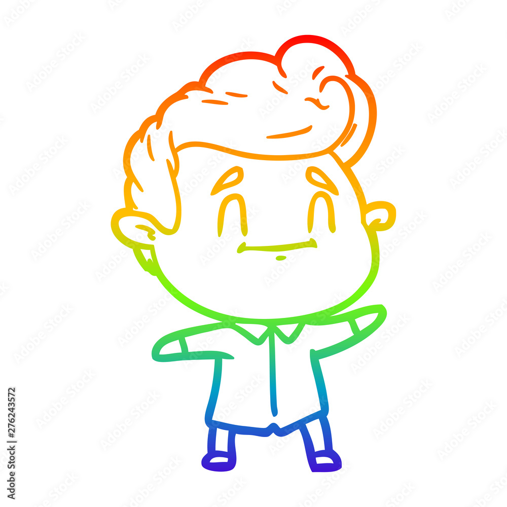 Obraz premium rainbow gradient line drawing happy cartoon man