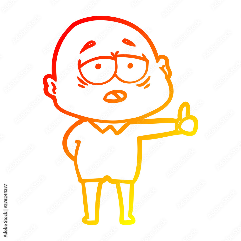 warm gradient line drawing cartoon tired bald man warm gradient line drawing cartoon tired bald man