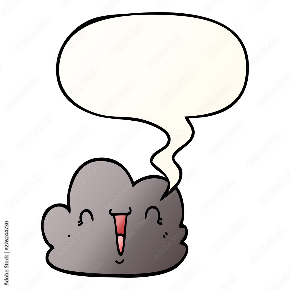 cartoon happy cloud and speech bubble in smooth gradient style cartoon happy cloud and speech bubble in smooth gradient style