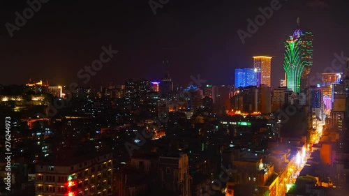 Wallpaper Mural Macau China Nightlights Timelapse With City Traffic and Amazing Led Light Show on Grand Lisboa Tower Skyscraper Torontodigital.ca