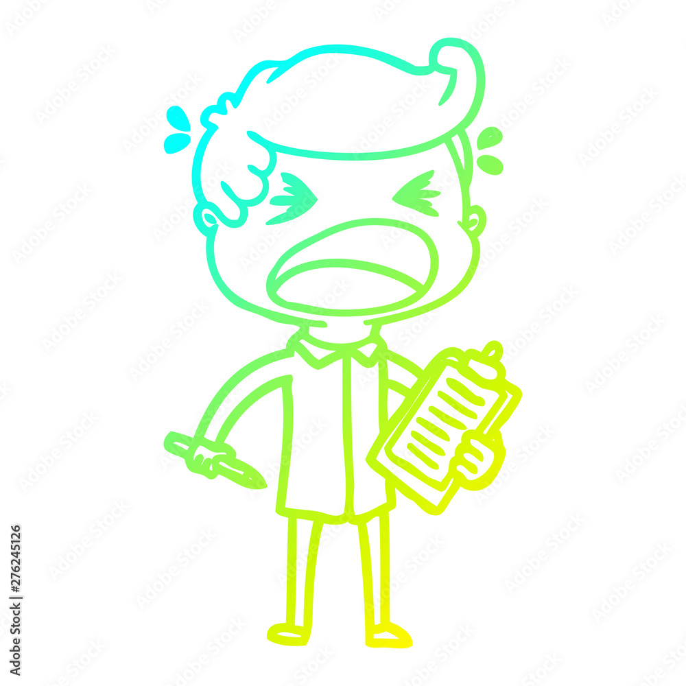 cold gradient line drawing cartoon shouting salesman cold gradient line drawing cartoon shouting salesman