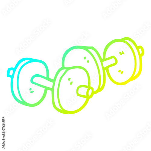 cold gradient line drawing cartoon pair of dumbbells