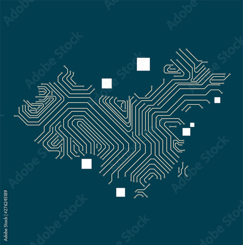 China map composed of circuit boards