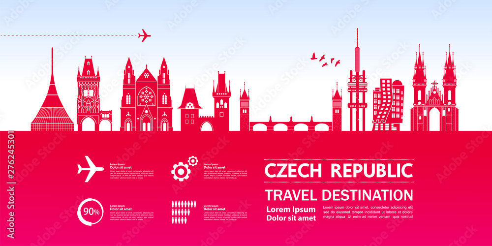 Czech Republic travel destination grand vector illustration.