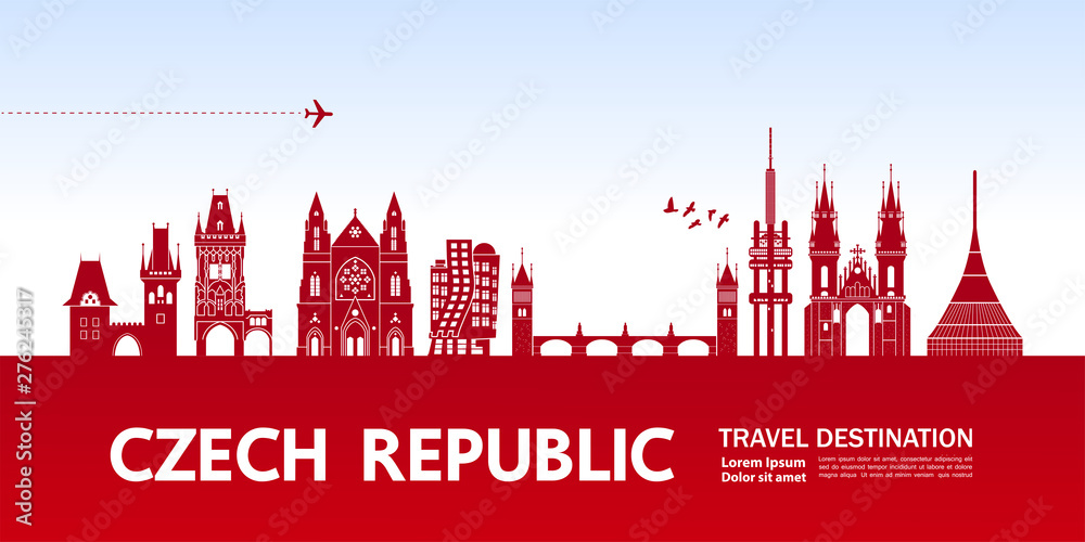 Fototapeta premium Czech Republic travel destination grand vector illustration.
