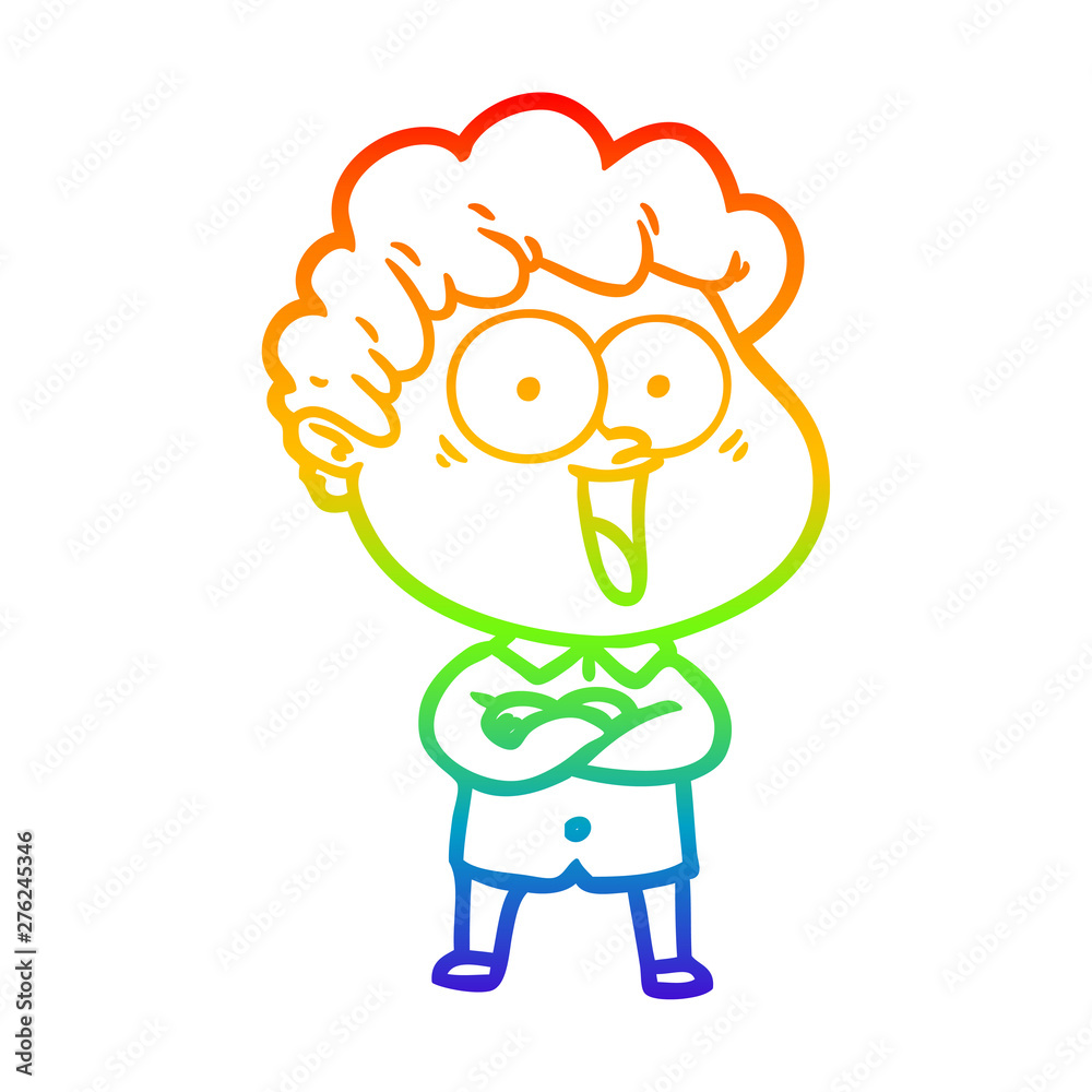 rainbow gradient line drawing cartoon happy man rainbow gradient line drawing cartoon happy man