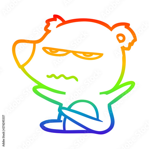rainbow gradient line drawing angry bear cartoon