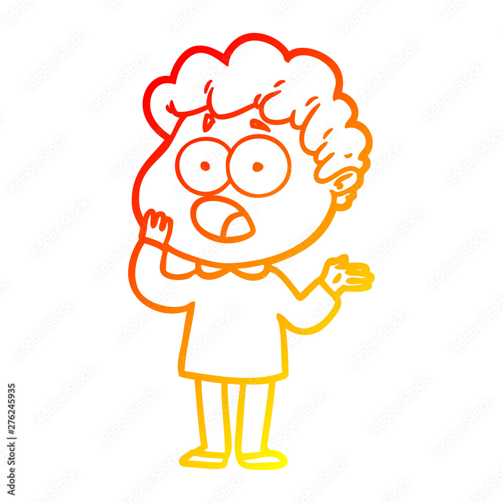 warm gradient line drawing cartoon man gasping in surprise warm gradient line drawing cartoon man gasping in surprise