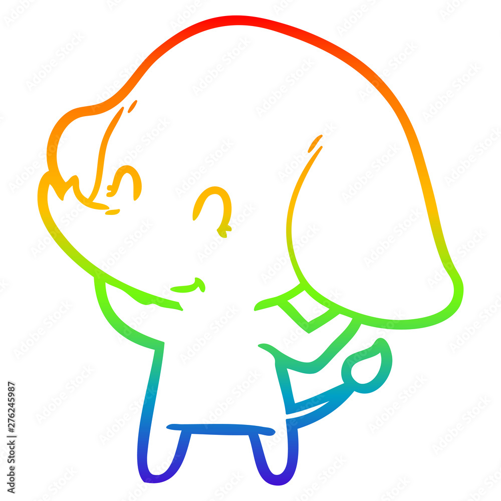 Obraz premium rainbow gradient line drawing cute cartoon elephant
