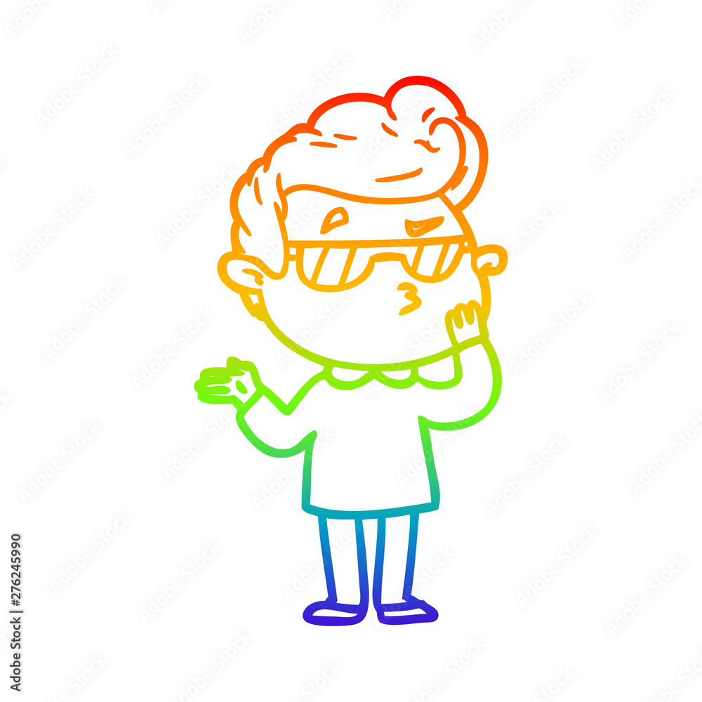 Obraz premium rainbow gradient line drawing cartoon cool guy