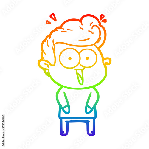 rainbow gradient line drawing cartoon excited man
