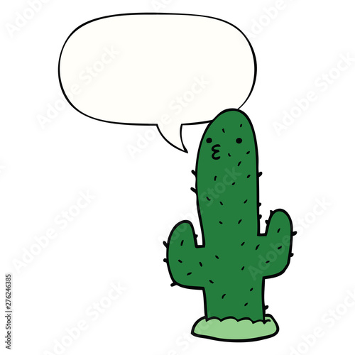 cartoon cactus and speech bubble