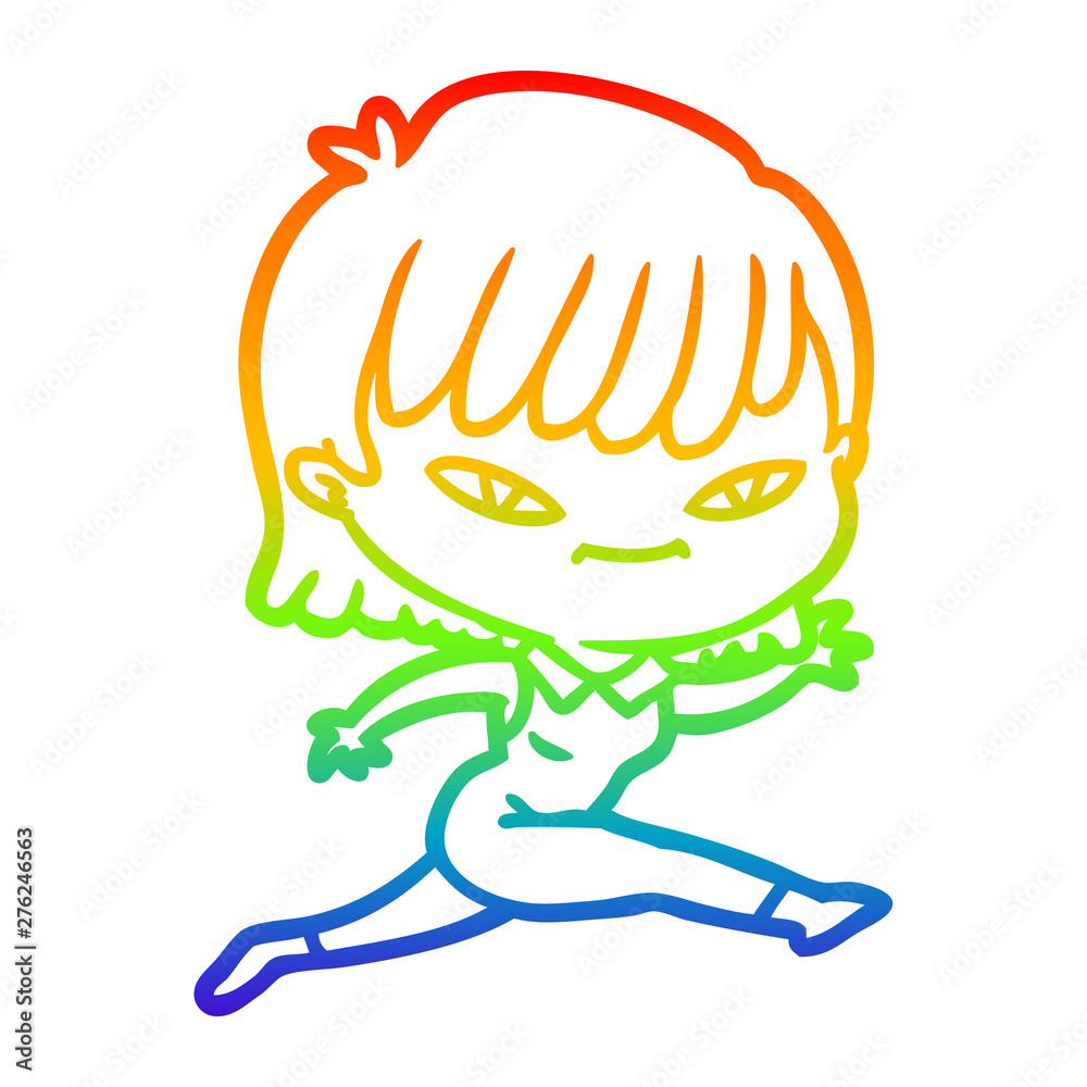 rainbow gradient line drawing cartoon woman rainbow gradient line drawing cartoon woman