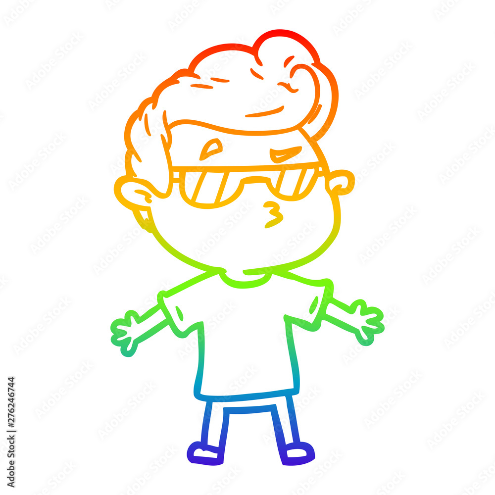 rainbow gradient line drawing cartoon cool guy rainbow gradient line drawing cartoon cool guy