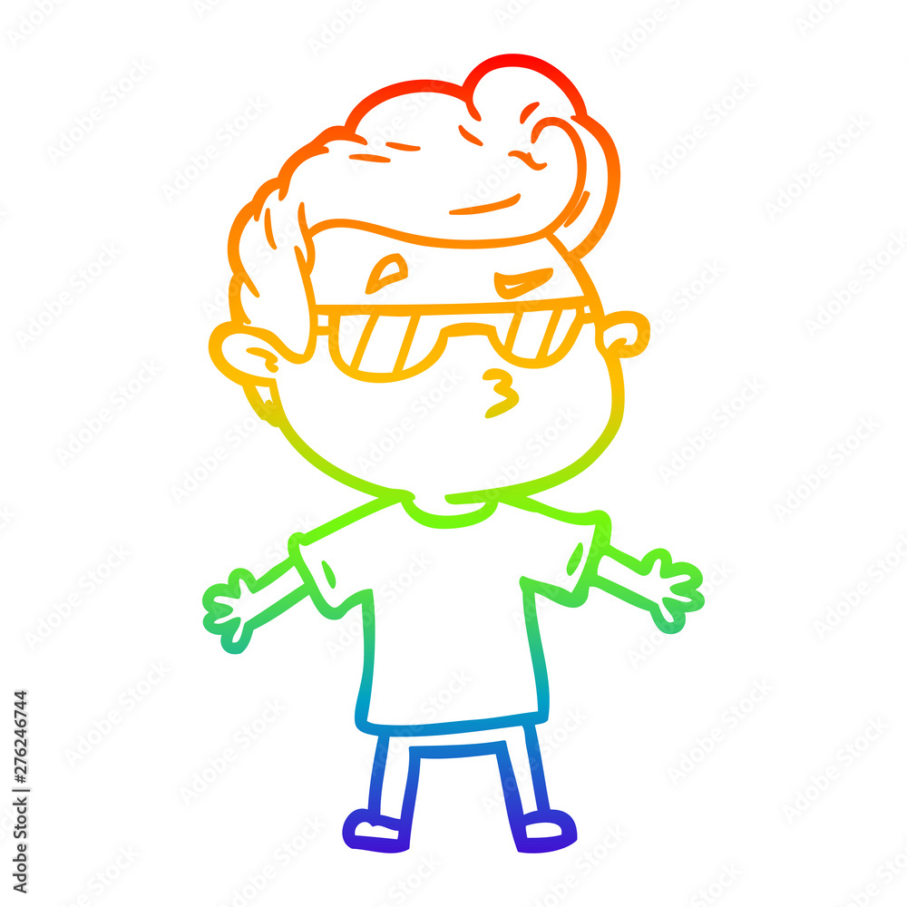 rainbow gradient line drawing cartoon cool guy