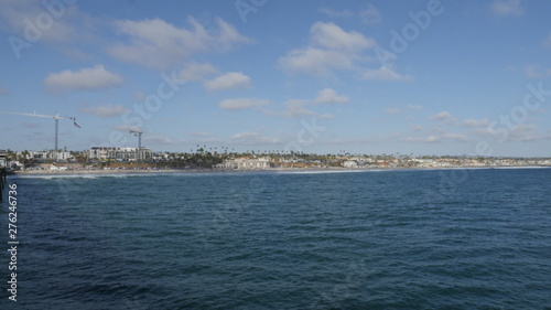 Oceanside Pier California with beach coastline and hotels and buildings shot in high resolution 