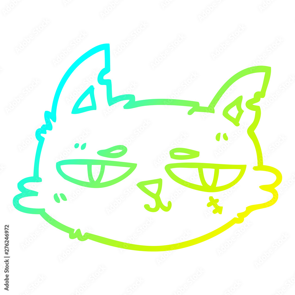 cold gradient line drawing cartoon tough cat face cold gradient line drawing cartoon tough cat face
