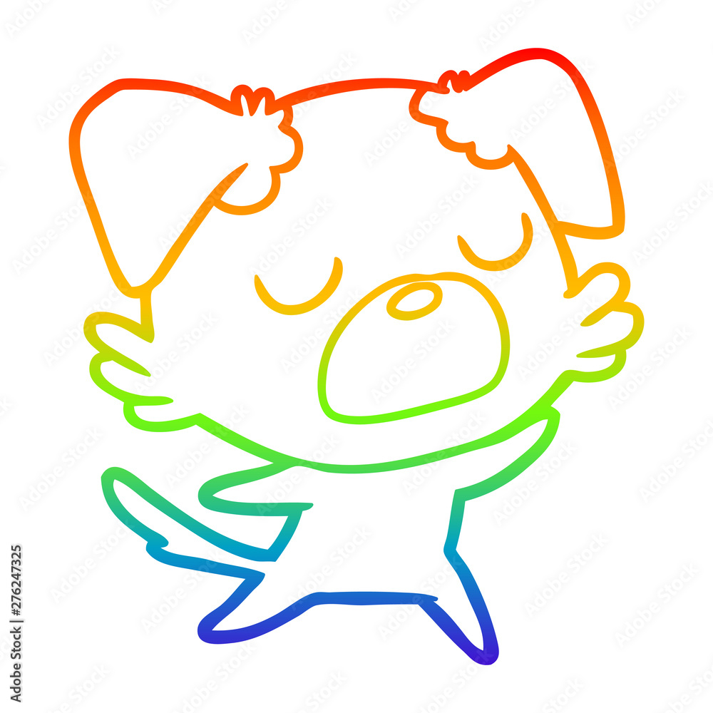 Obraz premium rainbow gradient line drawing cartoon dog