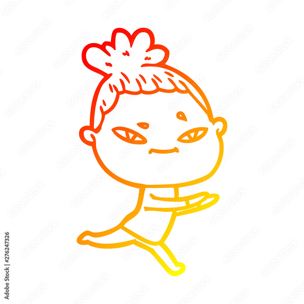 Obraz premium warm gradient line drawing cartoon woman