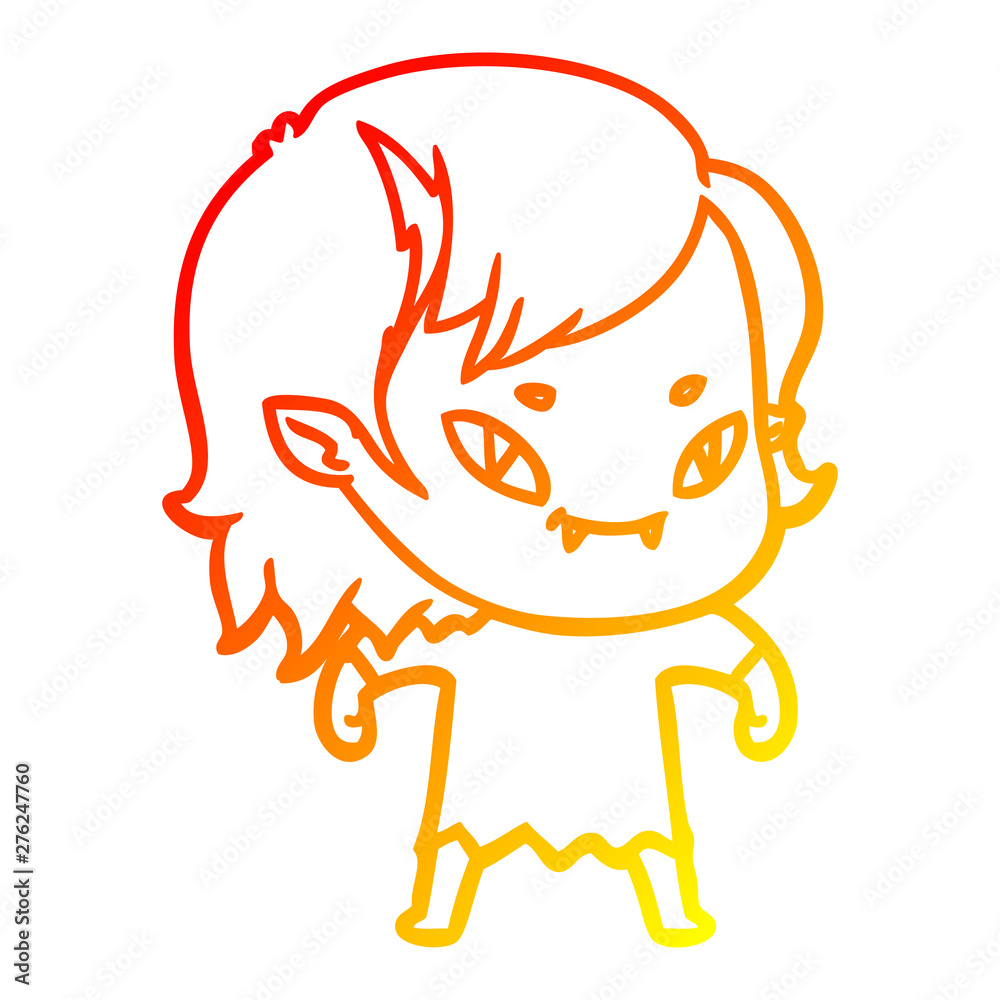 warm gradient line drawing cartoon friendly vampire girl warm gradient line drawing cartoon friendly vampire girl