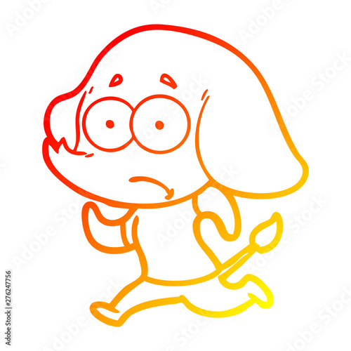 warm gradient line drawing cartoon unsure elephant running away
