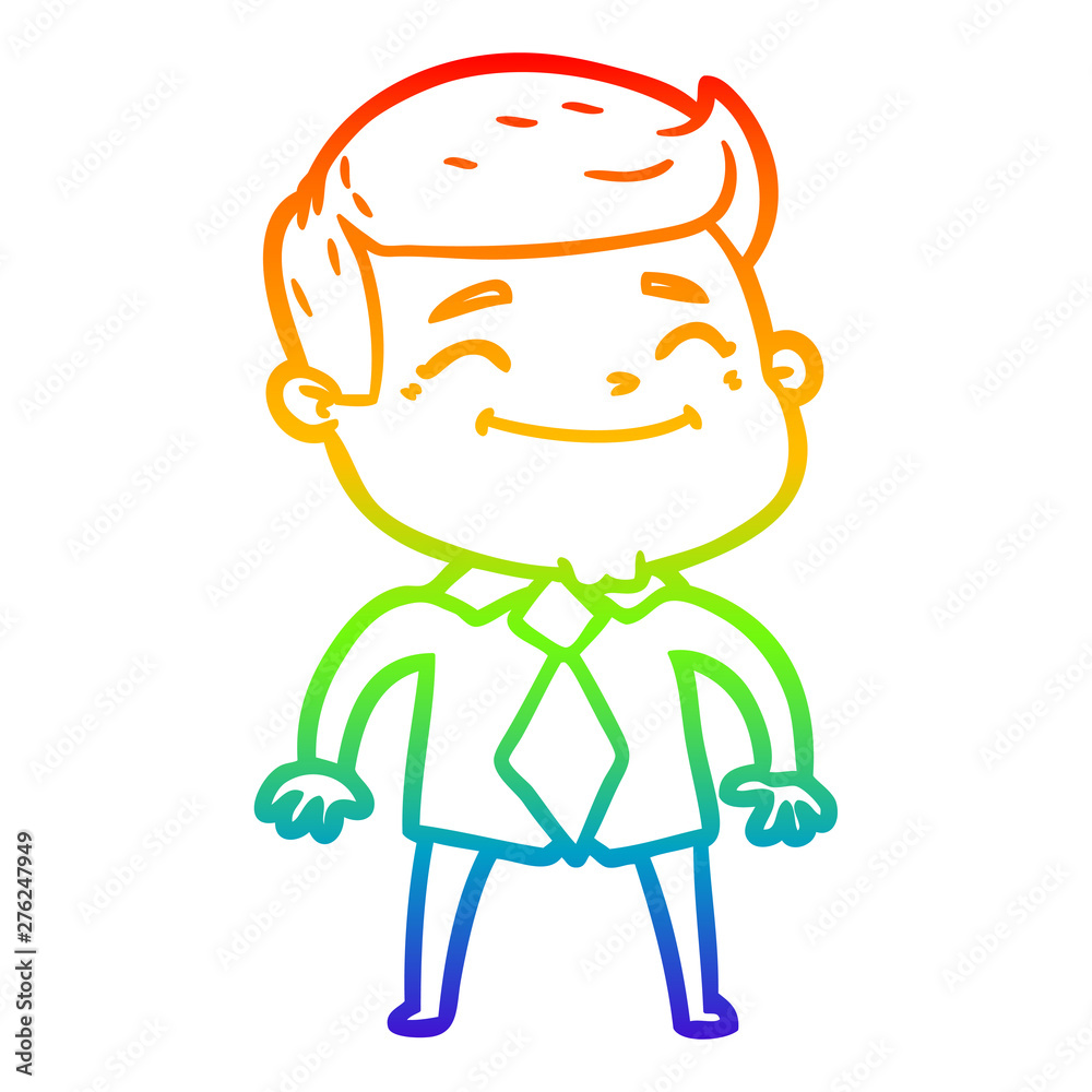 rainbow gradient line drawing happy cartoon businessman rainbow gradient line drawing happy cartoon businessman