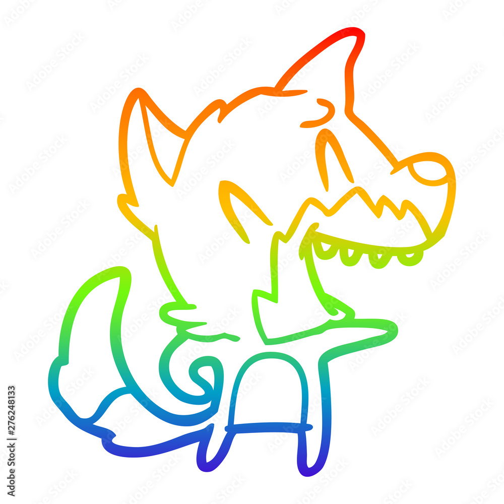 rainbow gradient line drawing laughing fox cartoon rainbow gradient line drawing laughing fox cartoon