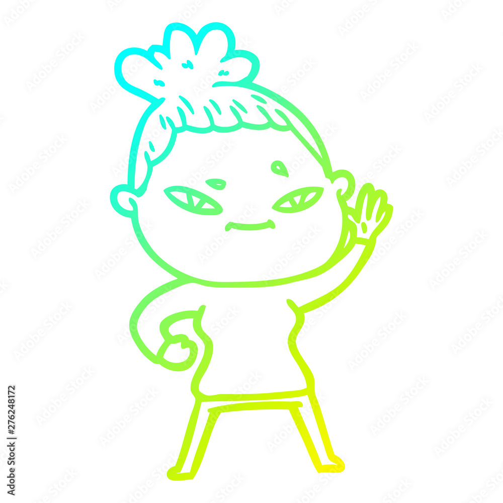cold gradient line drawing cartoon woman cold gradient line drawing cartoon woman