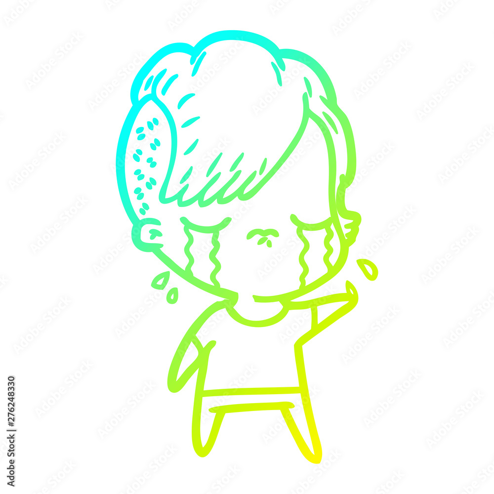 cold gradient line drawing cartoon crying girl cold gradient line drawing cartoon crying girl