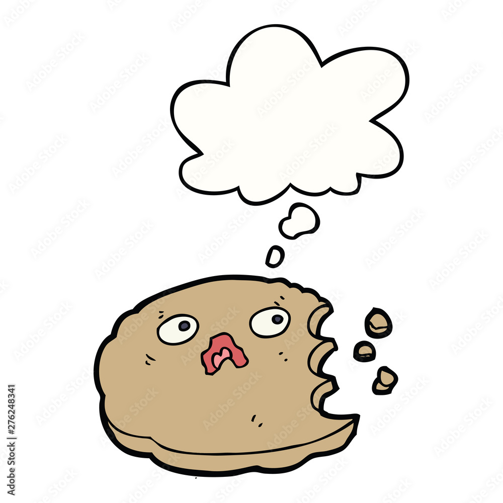 cartoon bitten cookie and thought bubble cartoon bitten cookie and thought bubble