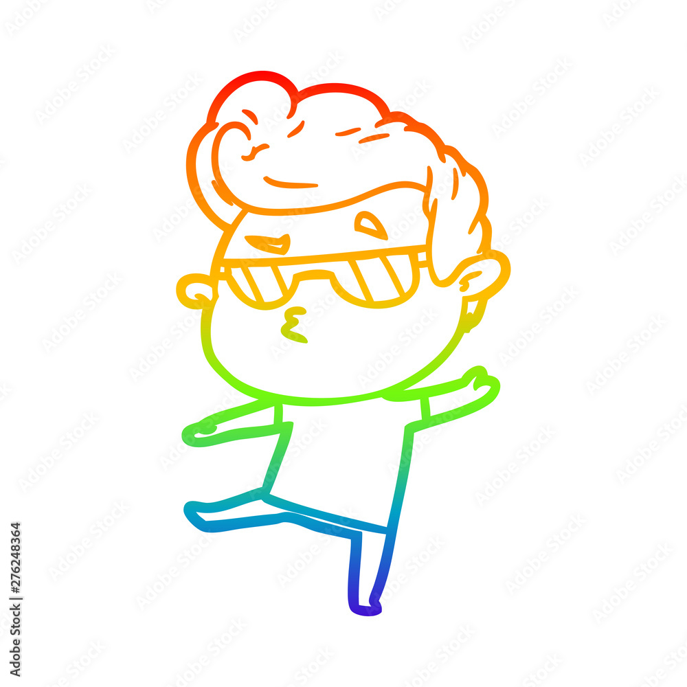 rainbow gradient line drawing cartoon cool guy rainbow gradient line drawing cartoon cool guy