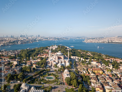 Aerial View of Hagia Sophia and Istanbul, Turkey