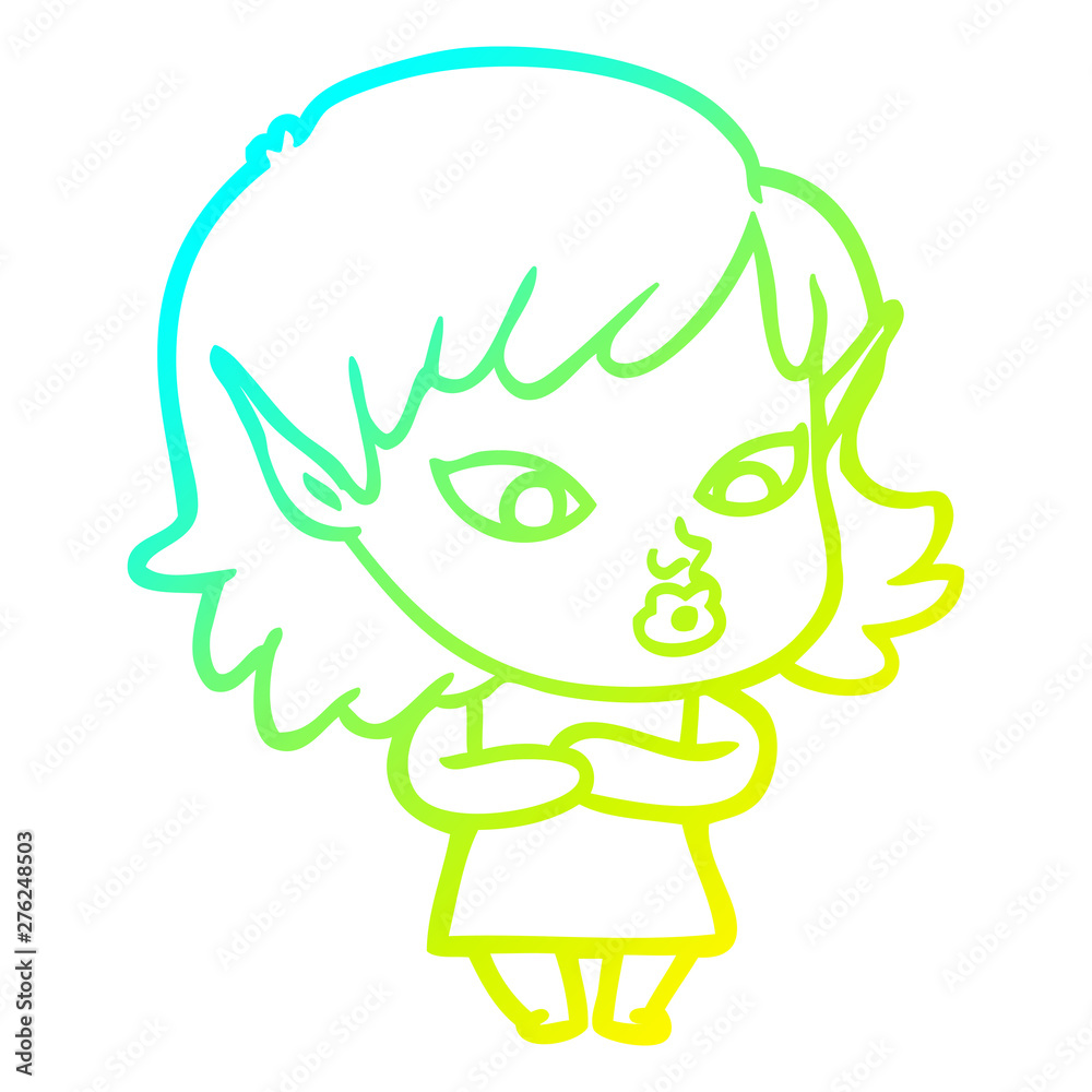 cold gradient line drawing pretty cartoon elf girl cold gradient line drawing pretty cartoon elf girl