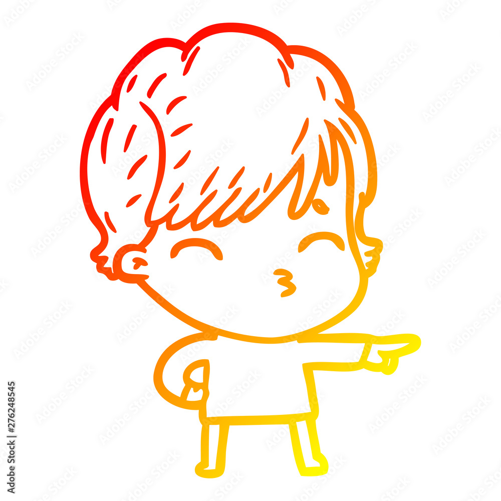warm gradient line drawing cartoon woman thinking warm gradient line drawing cartoon woman thinking