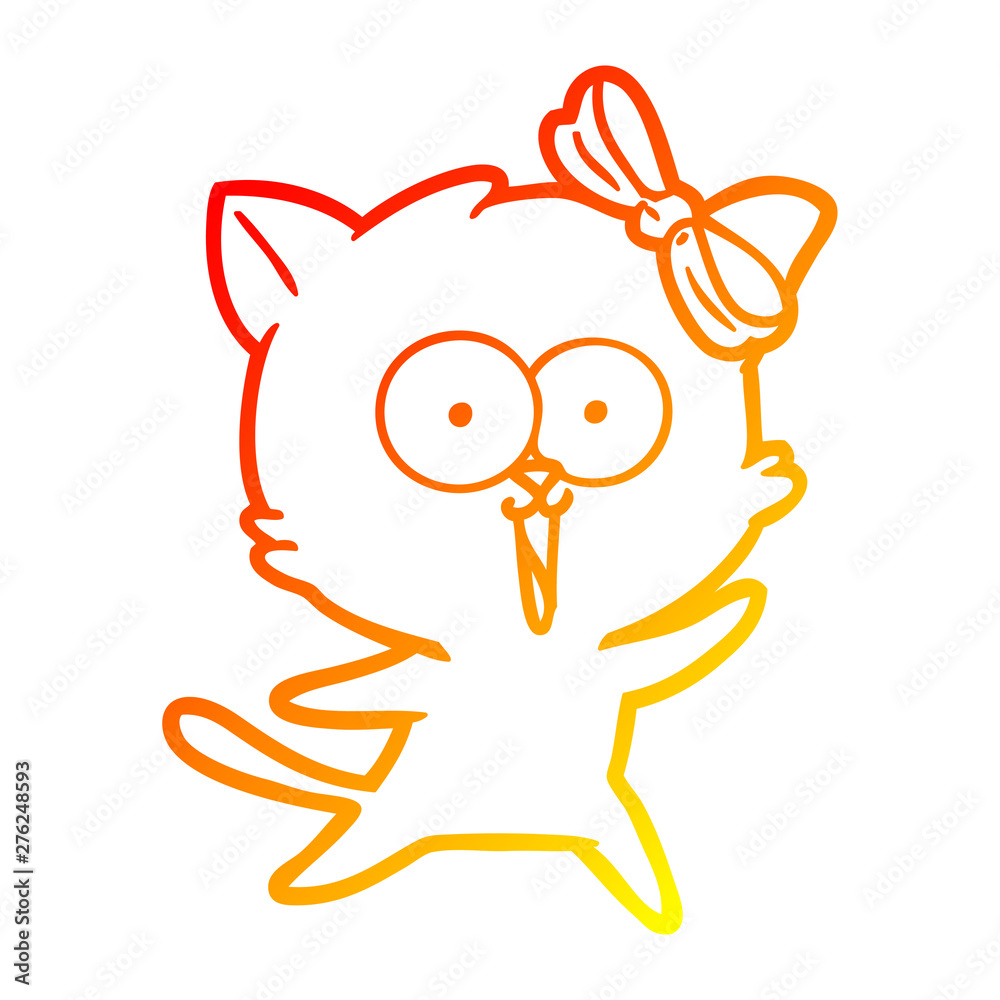 warm gradient line drawing cartoon cat warm gradient line drawing cartoon cat
