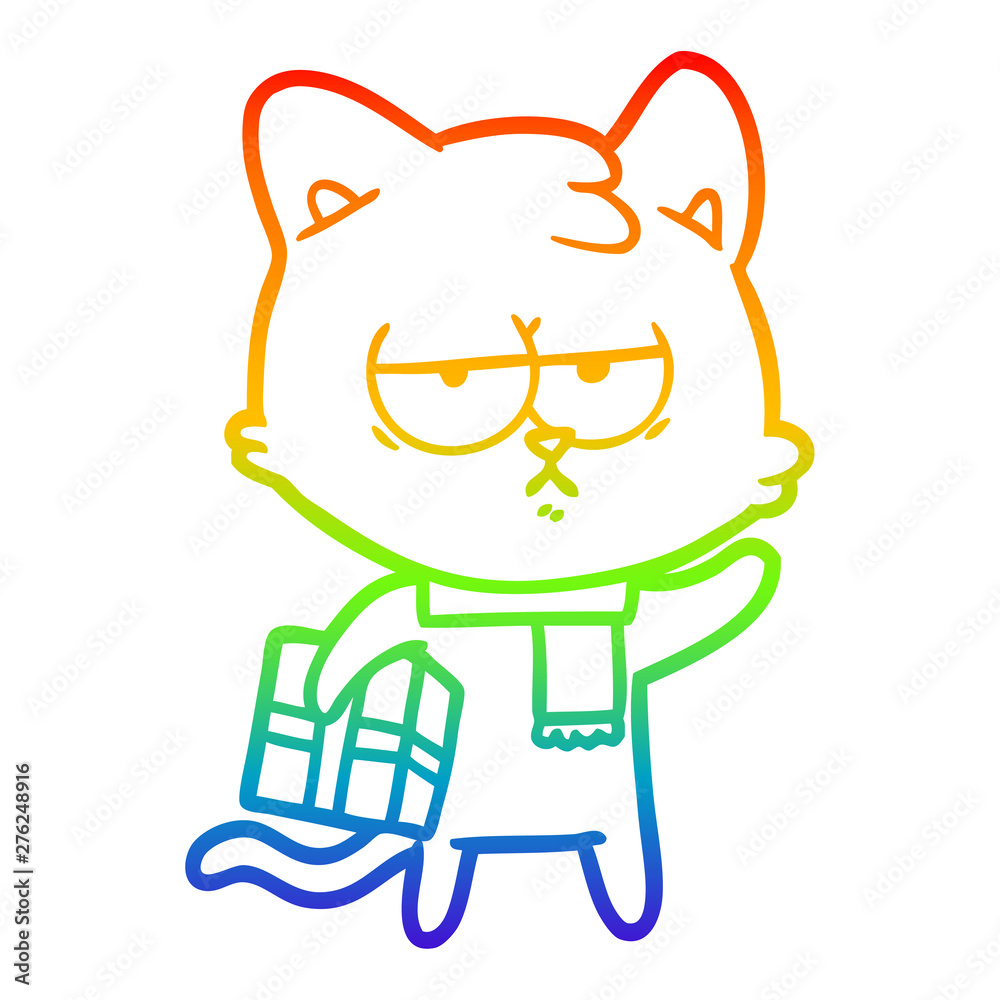 rainbow gradient line drawing bored cartoon cat rainbow gradient line drawing bored cartoon cat