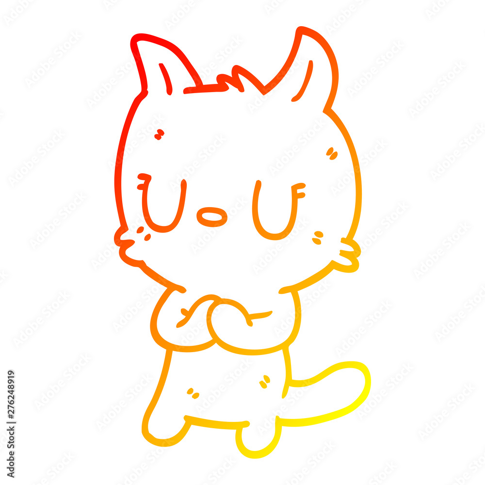 warm gradient line drawing cute cartoon cat warm gradient line drawing cute cartoon cat