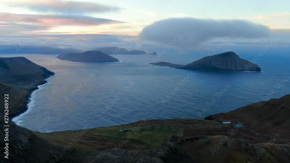 Aerial Pan Misty Lake High Above Mountains to incredible Adjoining Lake, Streymoy Island, Faroe Islands Aerial Pan Misty Lake High Above Mountains to incredible Adjoining Lake, Streymoy Island, Faroe Islands
