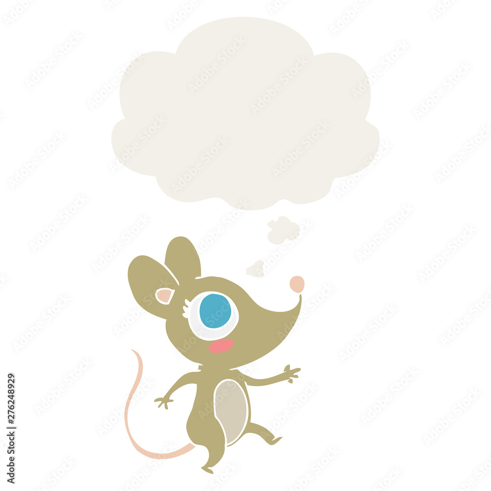 cartoon mouse and thought bubble in retro style cartoon mouse and thought bubble in retro style