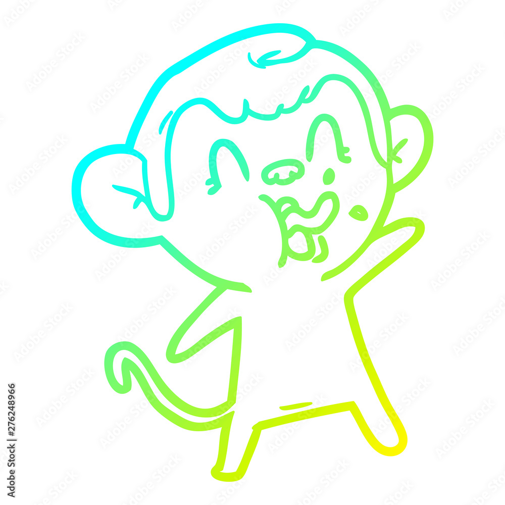 Obraz premium cold gradient line drawing crazy cartoon monkey