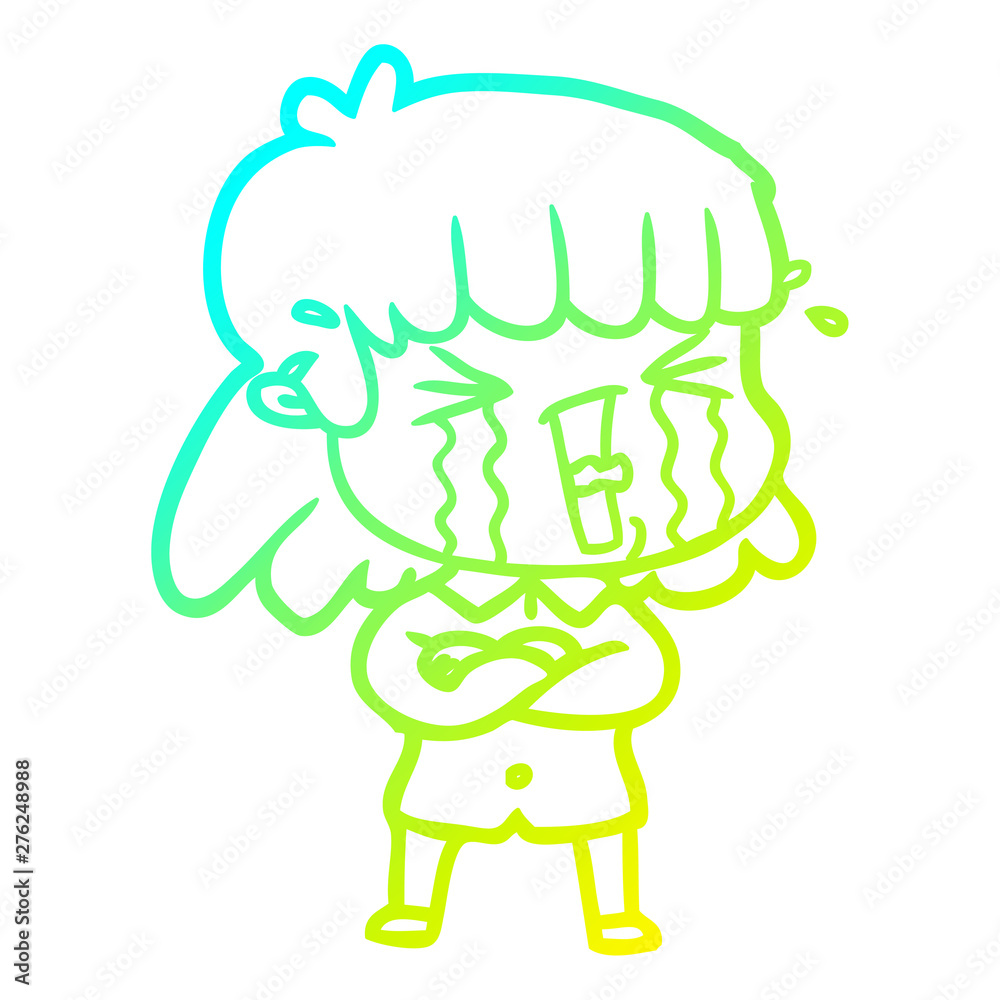 cold gradient line drawing cartoon woman in tears cold gradient line drawing cartoon woman in tears