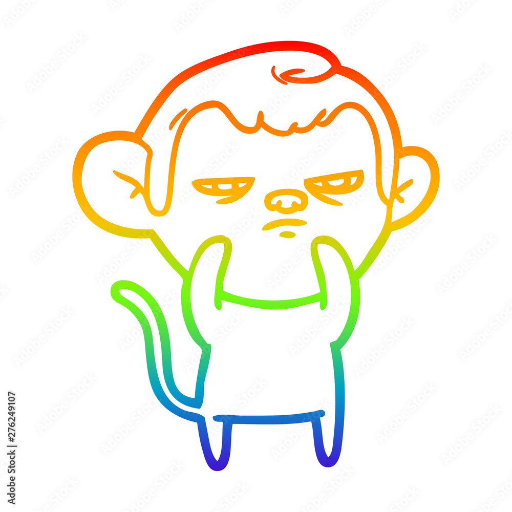 rainbow gradient line drawing cartoon monkey rainbow gradient line drawing cartoon monkey
