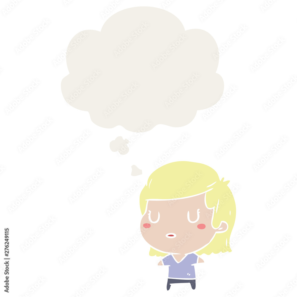 cartoon woman and thought bubble in retro style cartoon woman and thought bubble in retro style